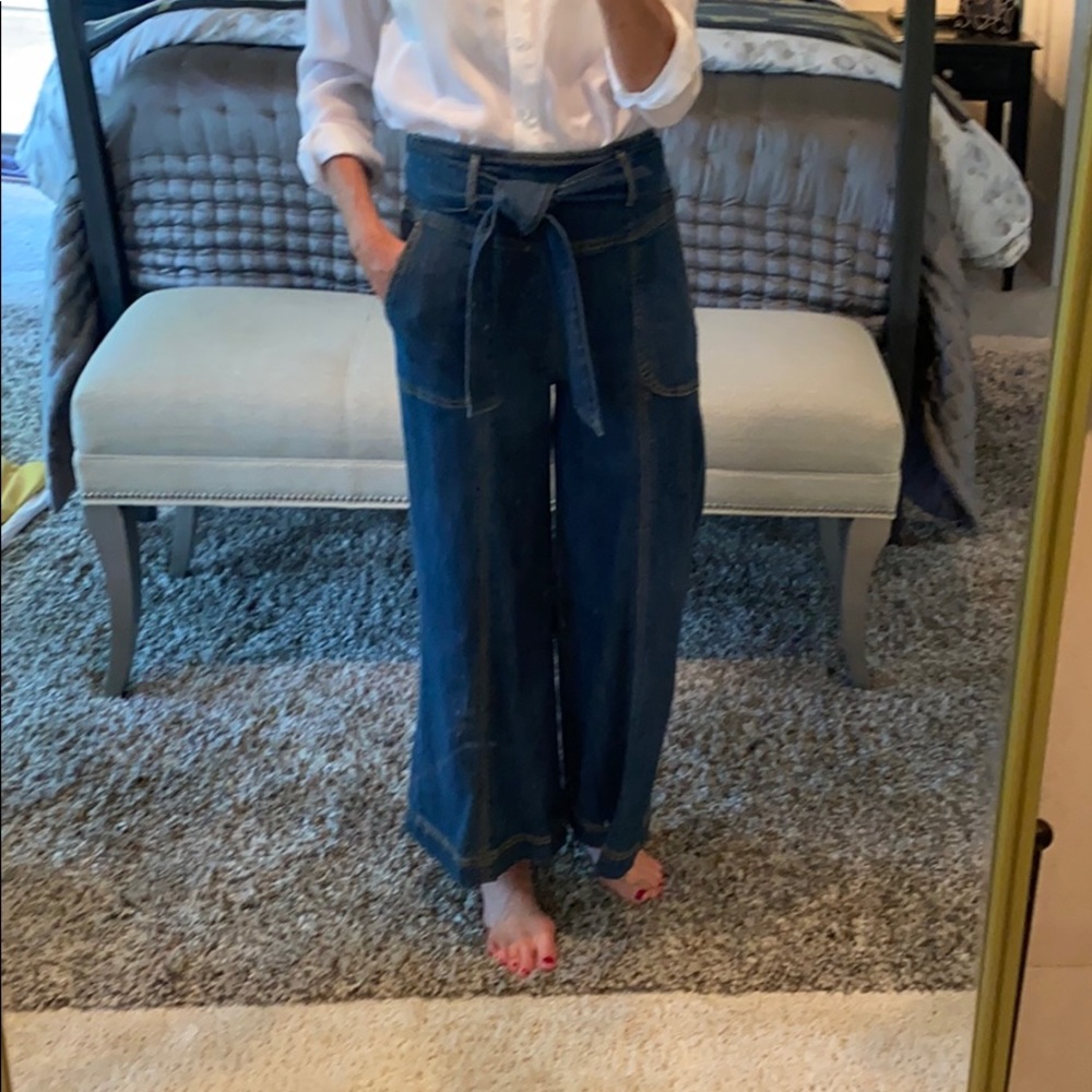 Anthropologie Dark Blue Wide-Leg Jeans